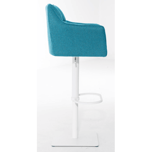 Juego de 2 taburetes de bar Damaso con tapizado de tela Turquesa 45X64X88 cm