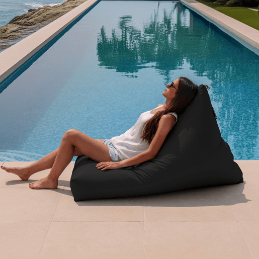 Pyramid Puff Leatherette Outdoor Black HAPPERS XL HAPPERS