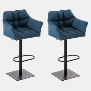 Juego de 2 taburetes de bar Damaso con tapizado de tela Azul 45X64X88 cm