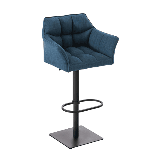 Juego de 2 taburetes de bar Damaso con tapizado de tela Azul 45X64X88 cm