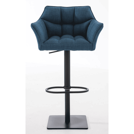 Juego de 2 taburetes de bar Damaso con tapizado de tela Azul 45X64X88 cm
