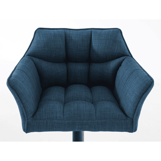 Juego de 2 taburetes de bar Damaso con tapizado de tela Azul 45X64X88 cm