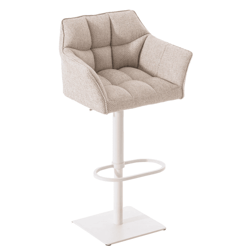 Juego de 2 taburetes de bar Damaso con tapizado de tela Marfil 45X64X88 cm