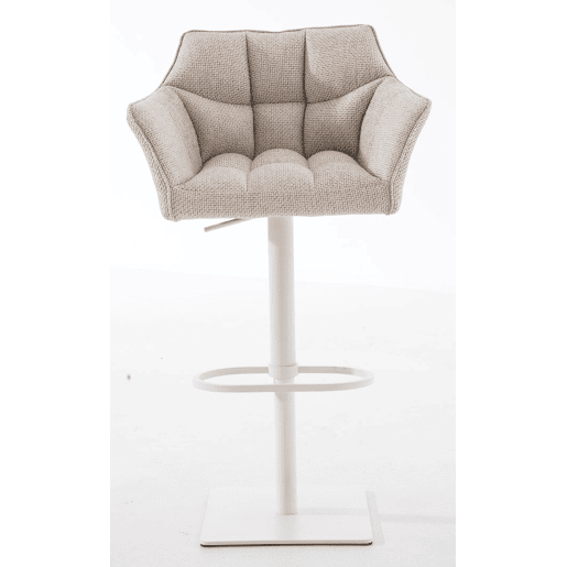Juego de 2 taburetes de bar Damaso con tapizado de tela Marfil 45X64X88 cm