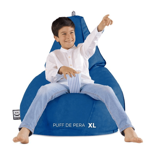 Puff Pêra Couro ecológico Azul XL HAPPERS