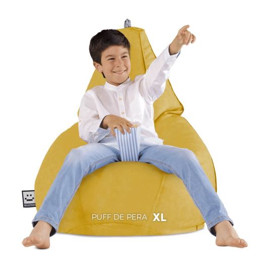 Puff Pêra Couro ecológico Mostarda XL HAPPERS