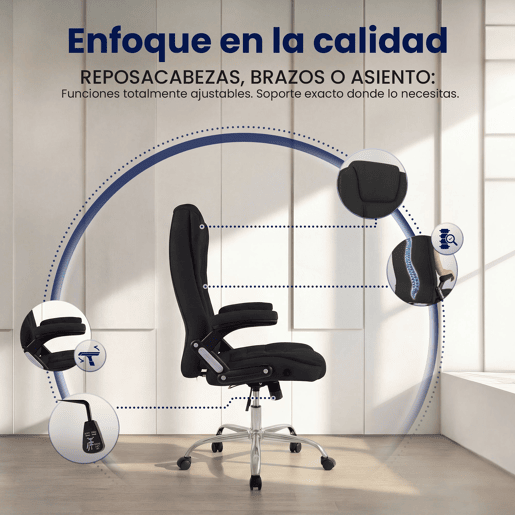 Silla de Oficina Thor de Tela Negro 78X69.5X113 cm
