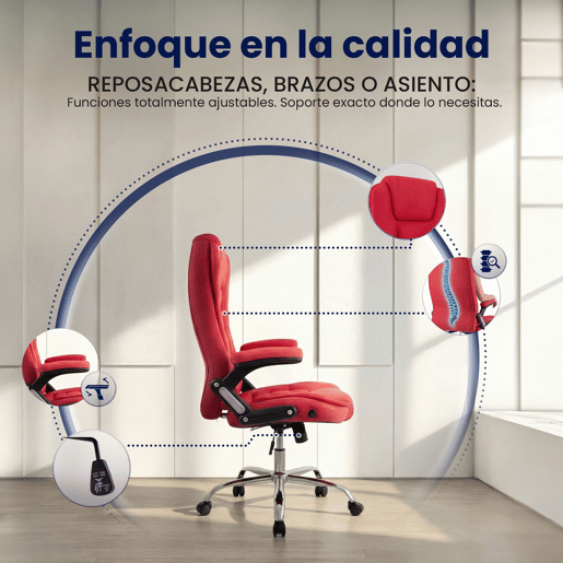 Silla de Oficina Thor de Tela Rojo 78X69.5X113 cm