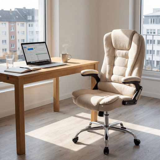 Silla de Oficina Thor de Tela Crema 78X69.5X113 cm