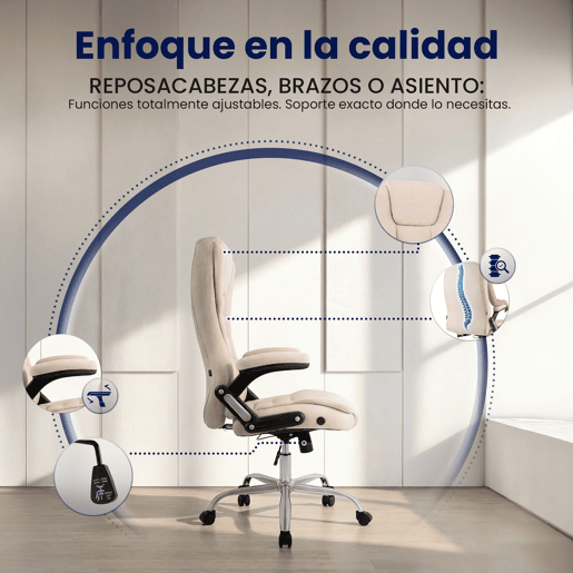 Silla de Oficina Thor de Tela Crema 78X69.5X113 cm