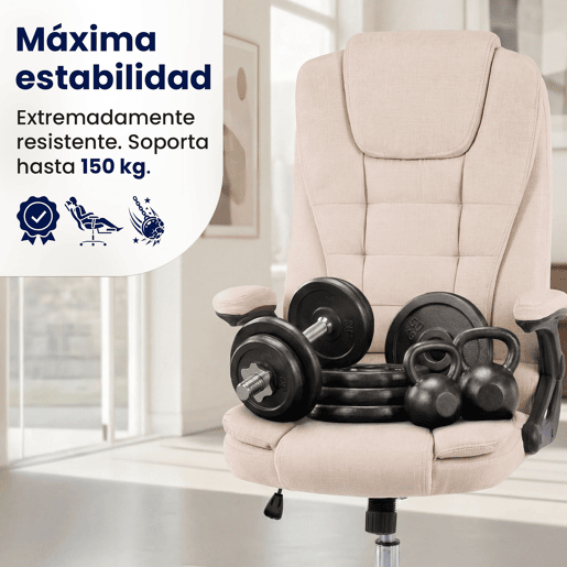 Silla de Oficina Thor de Tela Crema 78X69.5X113 cm
