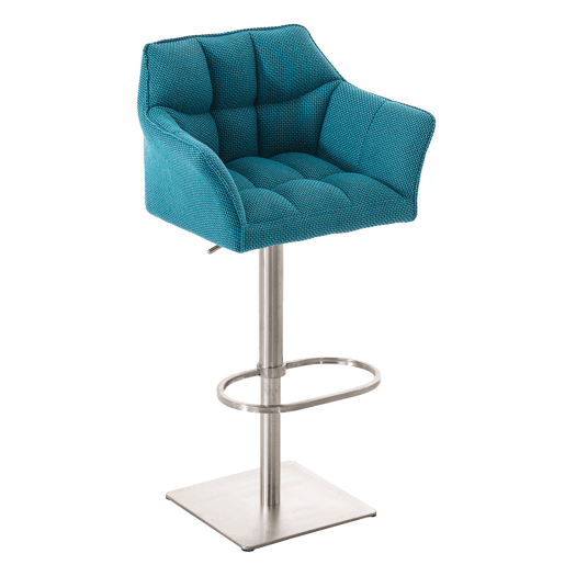 Juego de 2 taburetes de bar Damaso con tapizado de tela Turquesa 45X64X88 cm