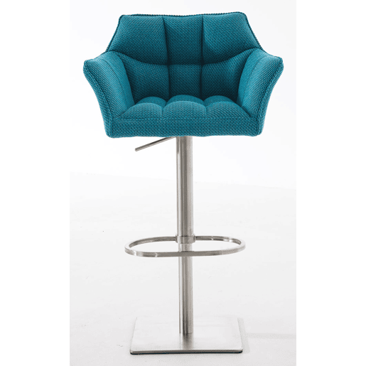 Juego de 2 taburetes de bar Damaso con tapizado de tela Turquesa 45X64X88 cm