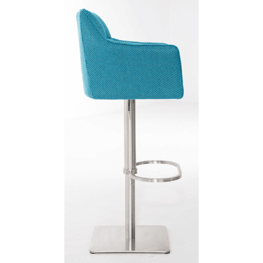 Juego de 2 taburetes de bar Damaso con tapizado de tela Turquesa 45X64X88 cm