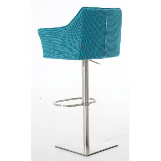 Juego de 2 taburetes de bar Damaso con tapizado de tela Turquesa 45X64X88 cm