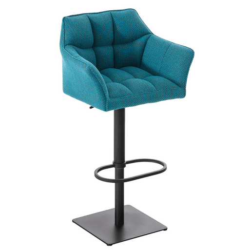 Juego de 2 taburetes de bar Damaso con tapizado de tela Turquesa 45X64X88 cm