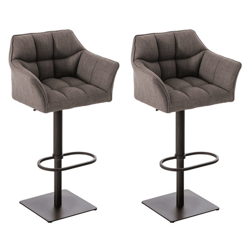 Juego de 2 taburetes de bar Damaso con tapizado de tela Gris 45X64X88 cm