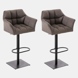 Juego de 2 taburetes de bar Damaso con tapizado de tela Gris 45X64X88 cm