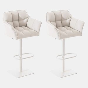 Juego de 2 taburetes de bar Damaso con tapizado de tela Blanco 45X64X88 cm