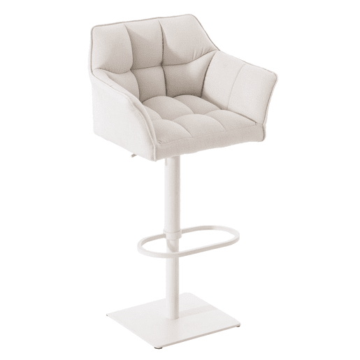 Juego de 2 taburetes de bar Damaso con tapizado de tela Blanco 45X64X88 cm