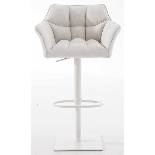 Juego de 2 taburetes de bar Damaso con tapizado de tela Blanco 45X64X88 cm