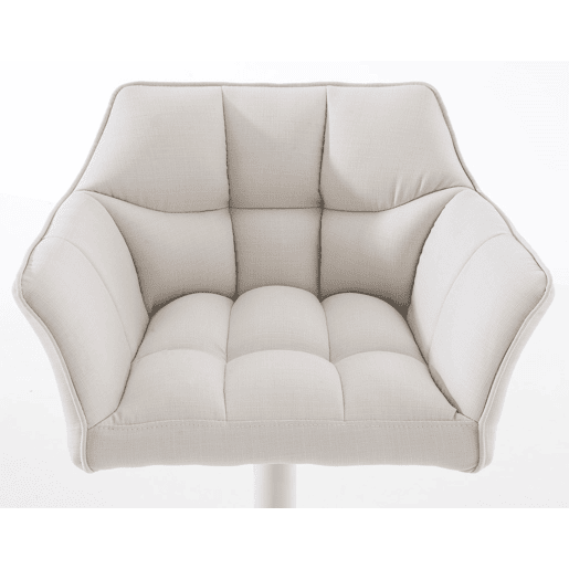 Juego de 2 taburetes de bar Damaso con tapizado de tela Blanco 45X64X88 cm