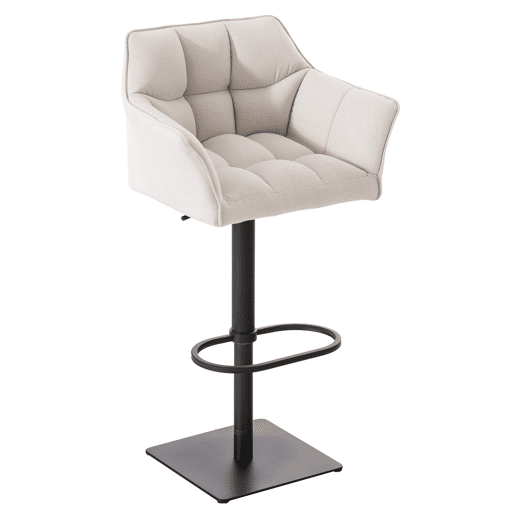 Juego de 2 taburetes de bar Damaso con tapizado de tela Blanco 45X64X88 cm