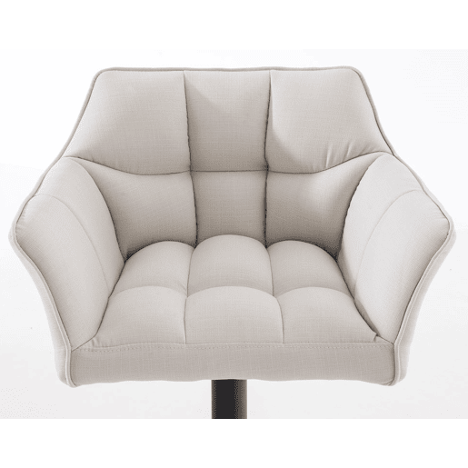 Juego de 2 taburetes de bar Damaso con tapizado de tela Blanco 45X64X88 cm