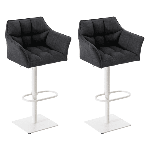 Juego de 2 taburetes de bar Damaso con tapizado de tela Gris oscuro 45X64X88 cm