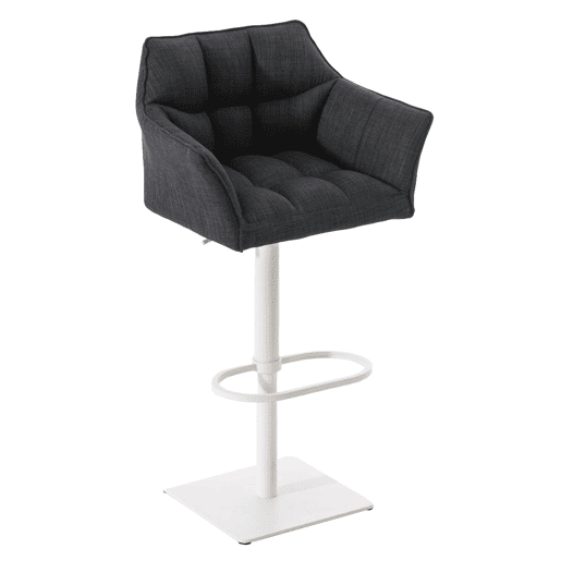 Juego de 2 taburetes de bar Damaso con tapizado de tela Gris oscuro 45X64X88 cm