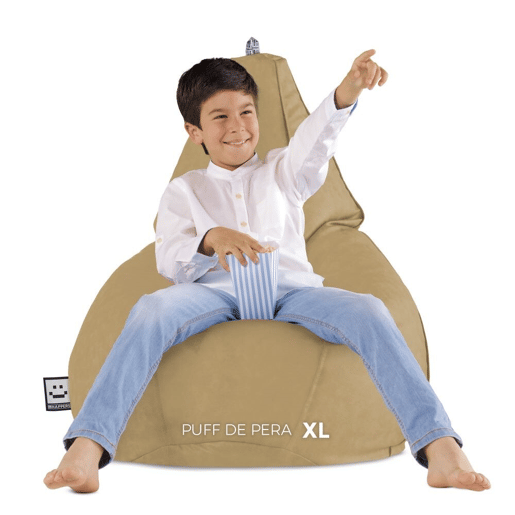 Puff Pêra Couro ecológico Bege XL HAPPERS