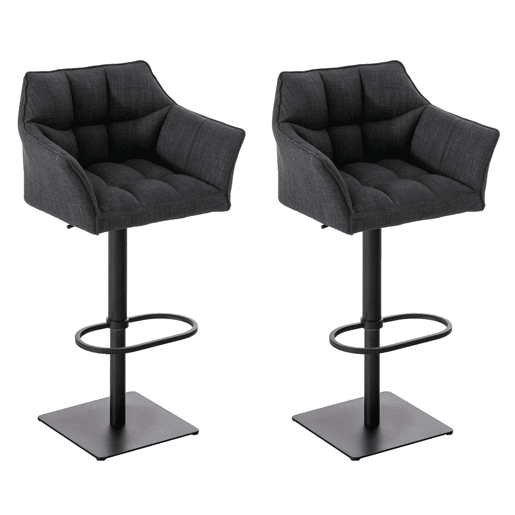 Juego de 2 taburetes de bar Damaso con tapizado de tela Gris oscuro 45X64X88 cm