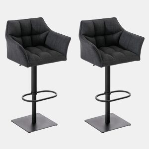 Juego de 2 taburetes de bar Damaso con tapizado de tela Gris oscuro 45X64X88 cm