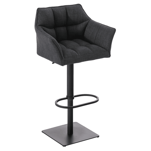 Juego de 2 taburetes de bar Damaso con tapizado de tela Gris oscuro 45X64X88 cm