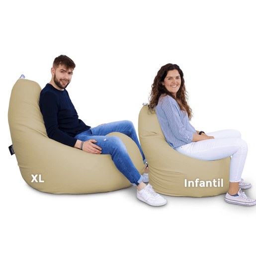 Puff Pear Relax Leatherette estofamento bege interno XL HAPPERS