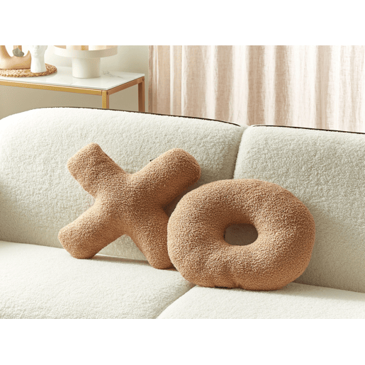 Conjunto de 2 almofadas decorativas HESPERIS Bouclé Castanho claro Sólido