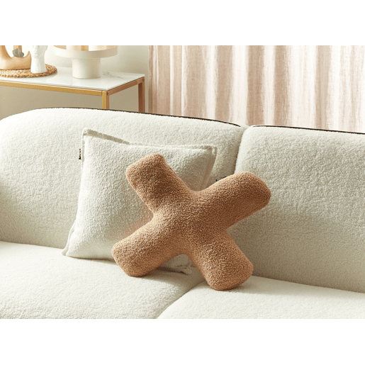 Conjunto de 2 almofadas decorativas HESPERIS Bouclé Castanho claro Sólido