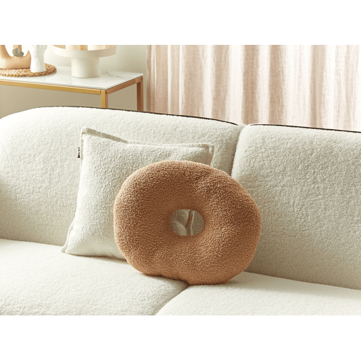 Conjunto de 2 almofadas decorativas HESPERIS Bouclé Castanho claro Sólido