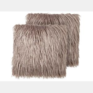 Conjunto de 2 almofadas decorativas COROKIA Imitação de pele 45 x 45 cm Creme Sólido