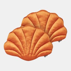 Conjunto de 2 almofadas decorativas CONSOLIDA Veludo 47 x 35 cm Laranja Sólido