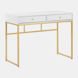 Consola Secretária DAPHNE BrancoDourado 100 cm 48 cm com arrumação