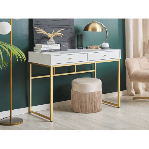 Consola Secretária DAPHNE BrancoDourado 100 cm 48 cm com arrumação