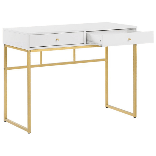 Consola Secretária DAPHNE BrancoDourado 100 cm 48 cm com arrumação