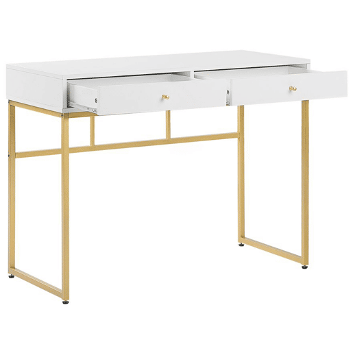 Consola Secretária DAPHNE BrancoDourado 100 cm 48 cm com arrumação