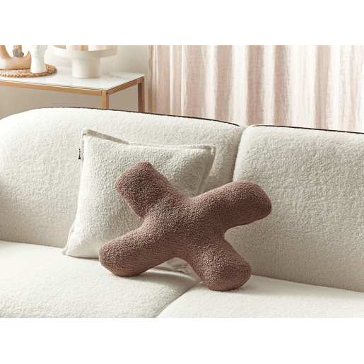 Conjunto de 2 almofadas decorativas HESPERIS Bouclé Castanho Sólido