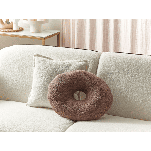 Conjunto de 2 almofadas decorativas HESPERIS Bouclé Castanho Sólido