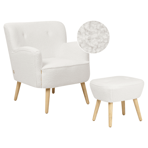 Poltrona TUMBA Bouclé Branco Poltrona TUMBA Bouclé Branco