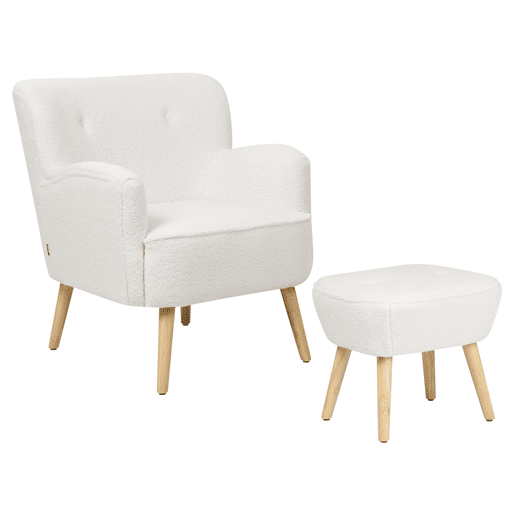 Poltrona TUMBA Bouclé Branco Poltrona TUMBA Bouclé Branco