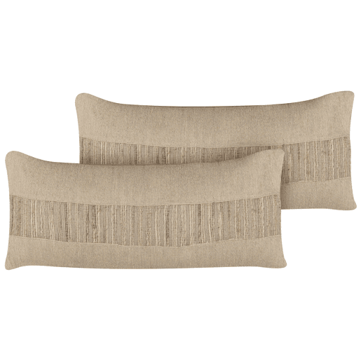 Conjunto de 2 almofadas decorativas LUINA Juta 30 x 70 cm Creme Sólido