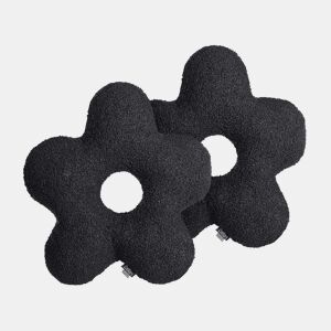 Conjunto de 2 almofadas decorativas CAMPONULA Bouclé 40 x 40 cm Preto Sólido